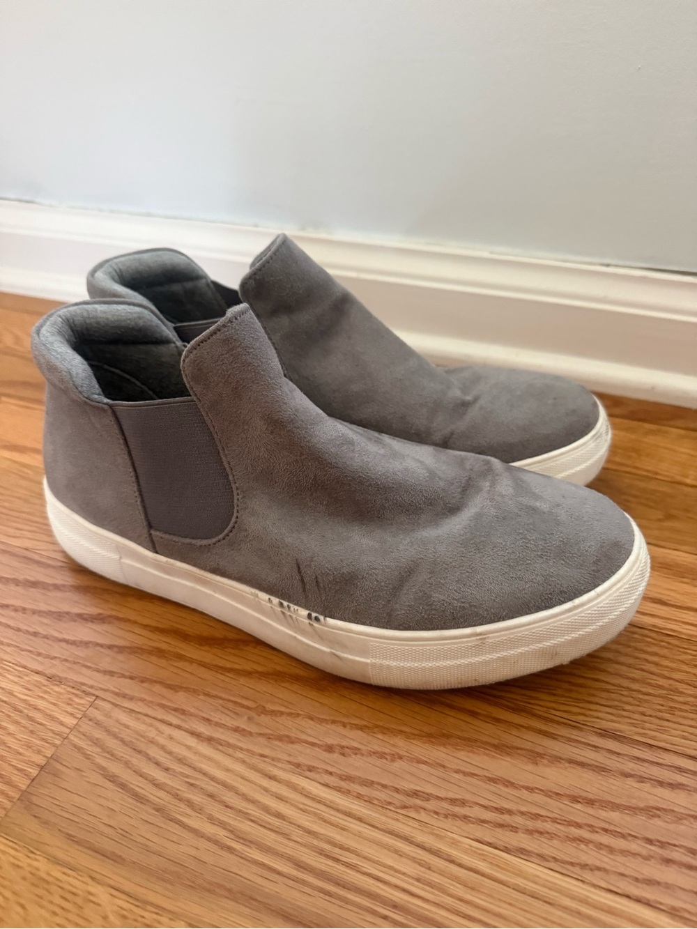 Women’s Grey Suede Slip-On Ankle Sneakers